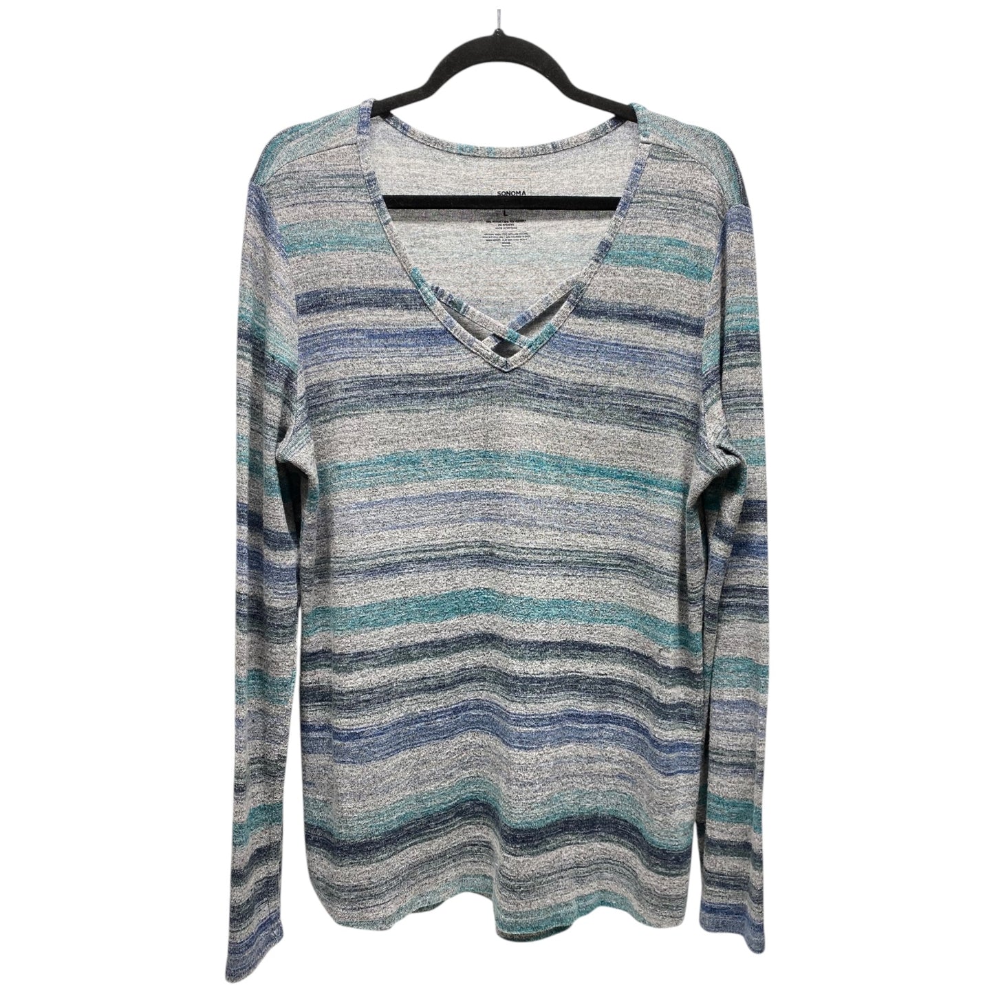 Top Long Sleeve By Sonoma In Striped Pattern, Size: L