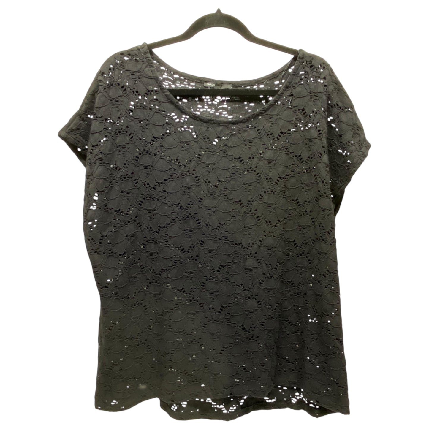 Top Short Sleeve By Chaus In Black, Size: L