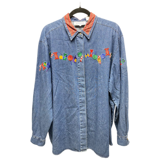 Top Long Sleeve By West Bound In Blue Denim, Size: Xl