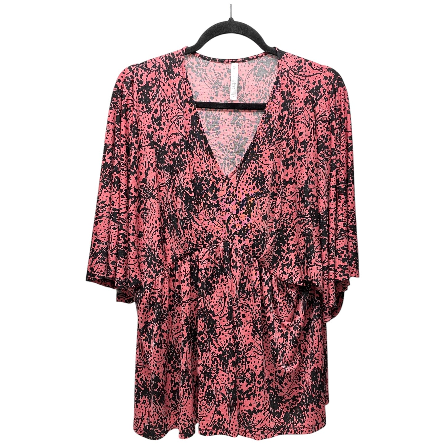 Top 3/4 Sleeve By Clothes Mentor In Black & Pink, Size: M