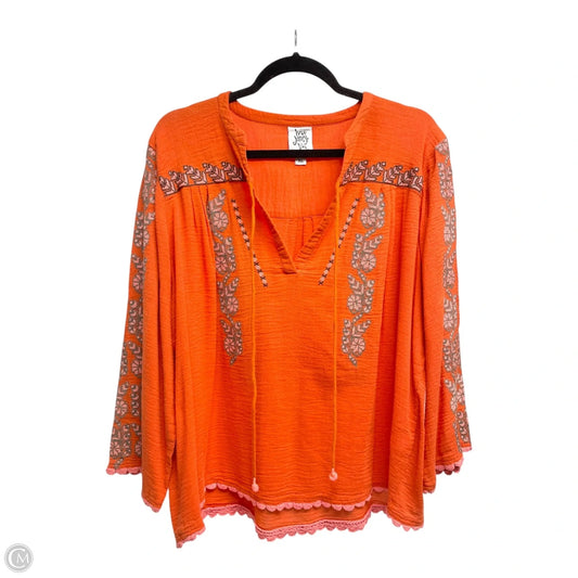 Top Long Sleeve By Ivy Jane In Orange, Size: Xl