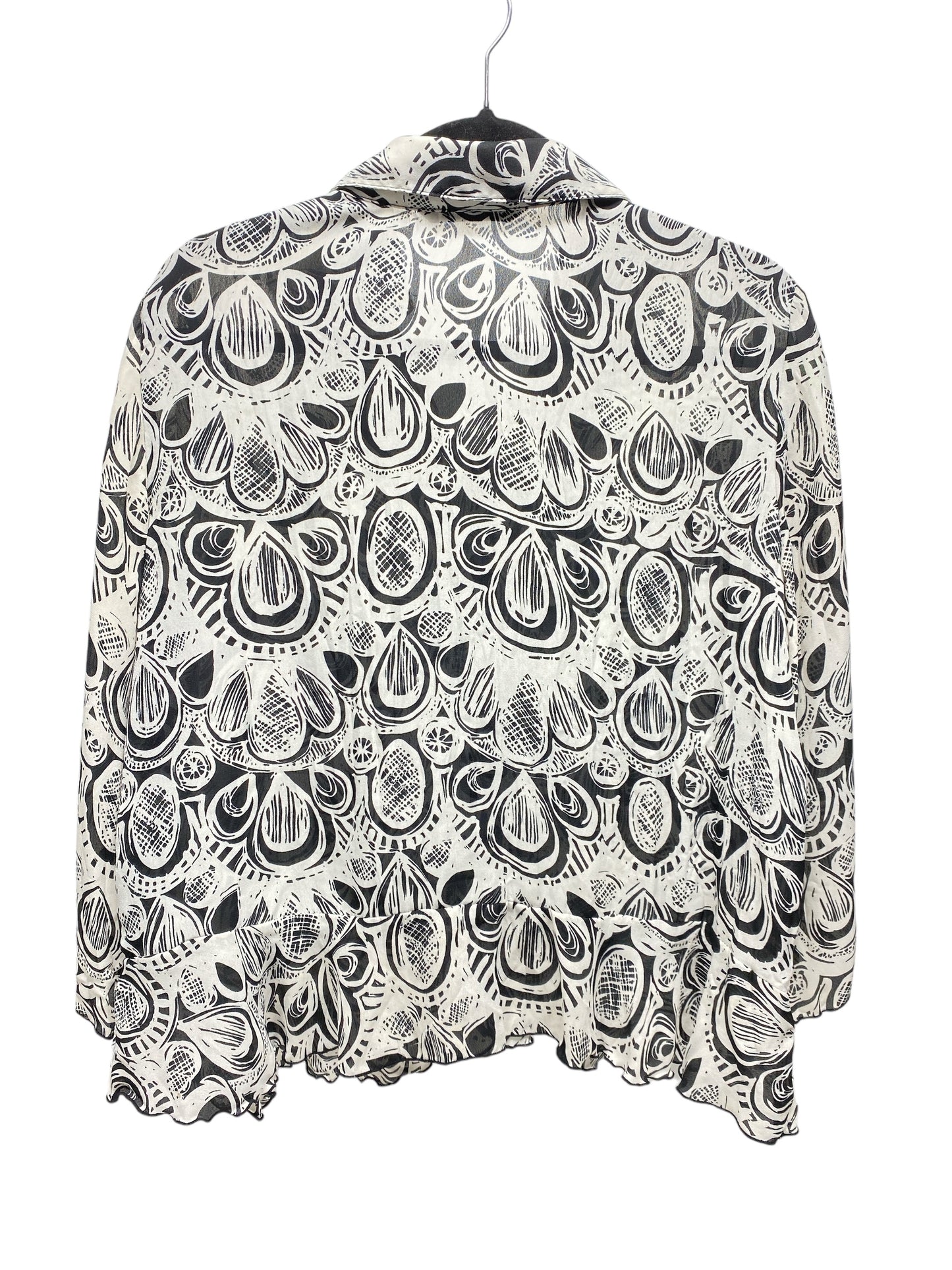 Top Long Sleeve By Larry Levine In Black & White, Size: L