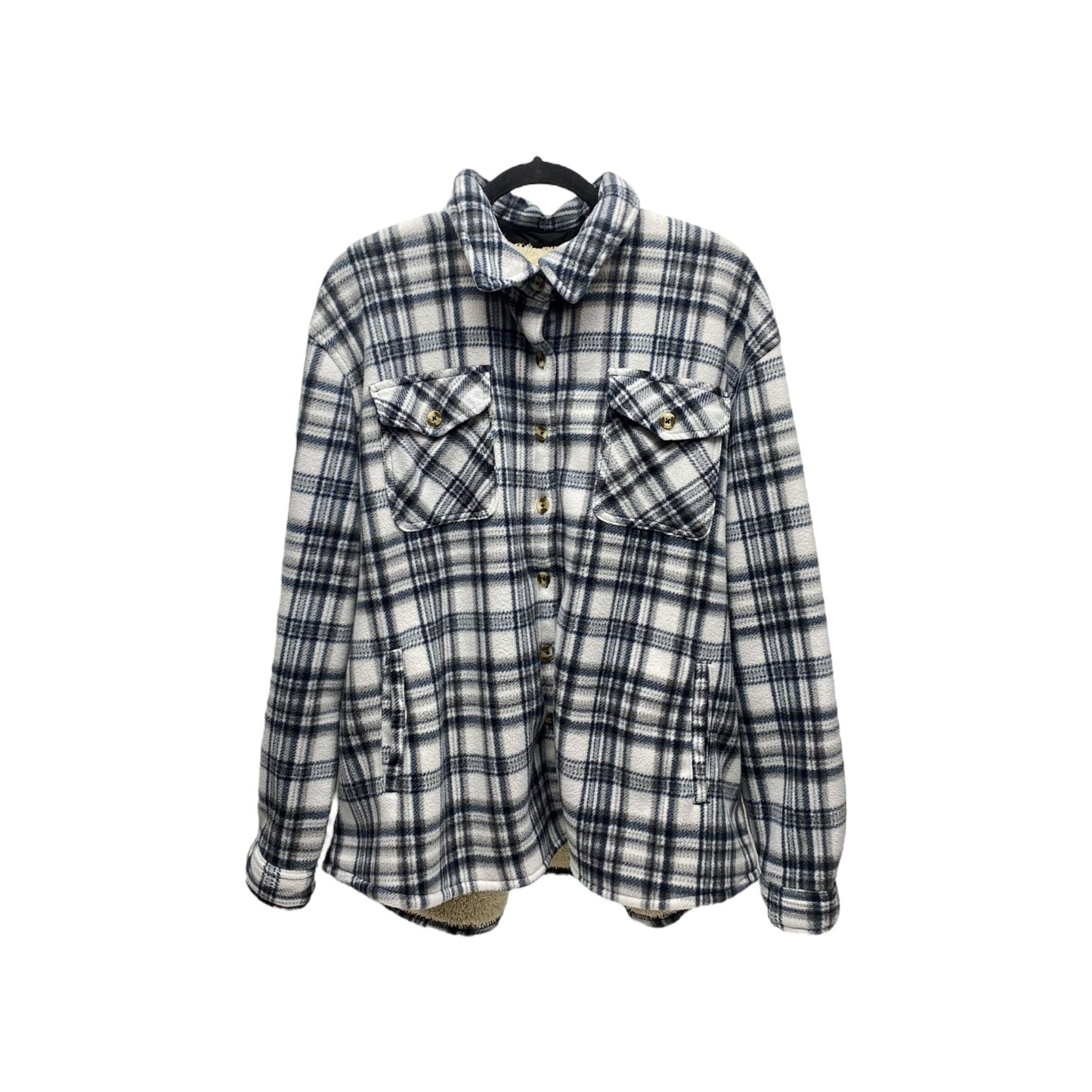 Jacket Fleece By Sage In Plaid Pattern, Size: Xxl