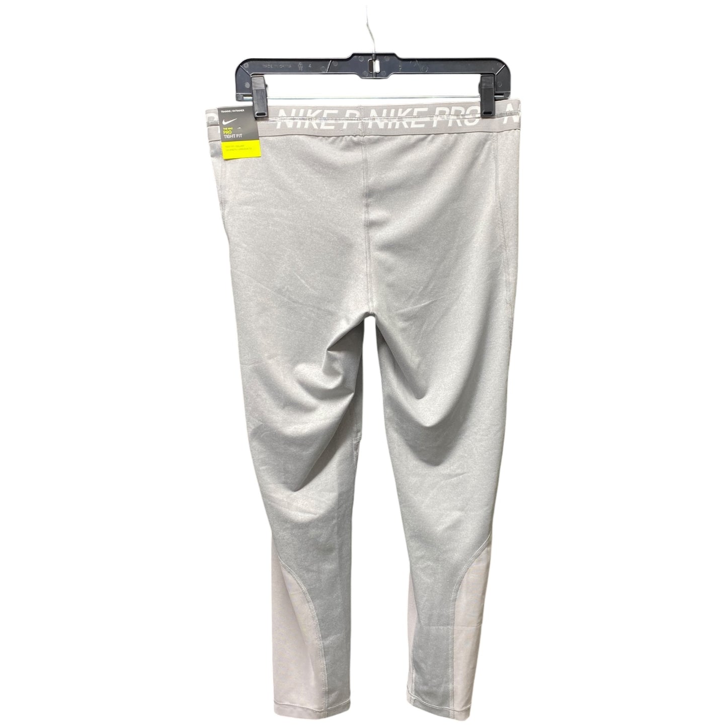 Athletic Leggings By Nike In Grey & White, Size: L