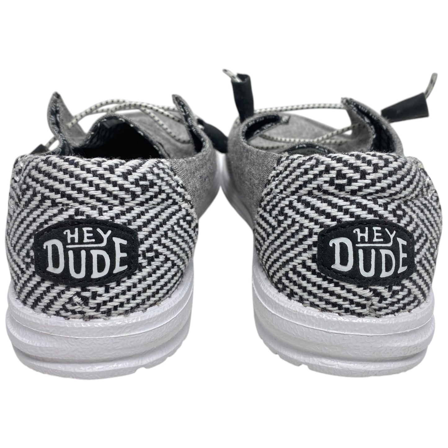 Shoes Flats By Hey Dude In Grey & White, Size: 9