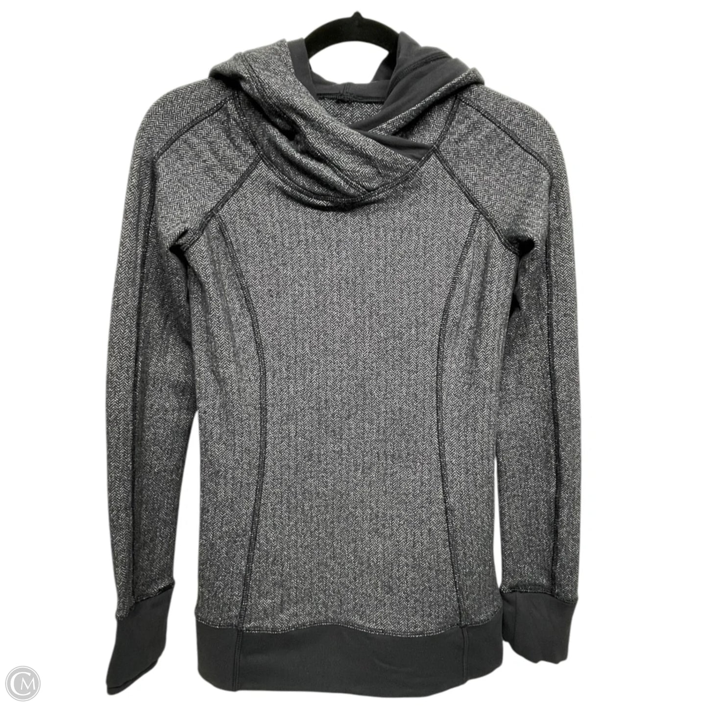Athletic Top Long Sleeve Hoodie By Lululemon In Grey, Size: 2