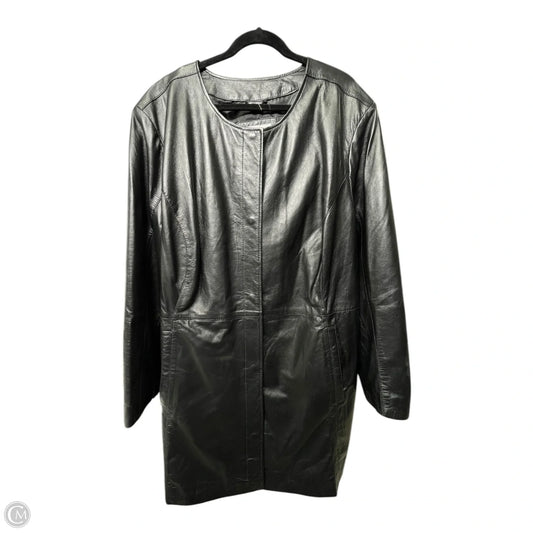 Coat Leather By Jessica London In Black, Size: 3x