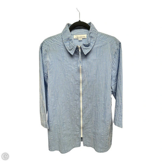 Top Long Sleeve By CAROLINE ROSE In Checkered Pattern, Size: L