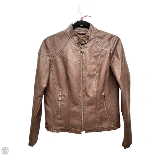 Jacket Moto Leather By Baccini In Brown, Size: Mp