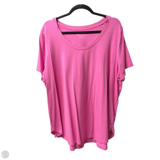 Top Short Sleeve Basic By Ava & Viv In Pink, Size: 2x