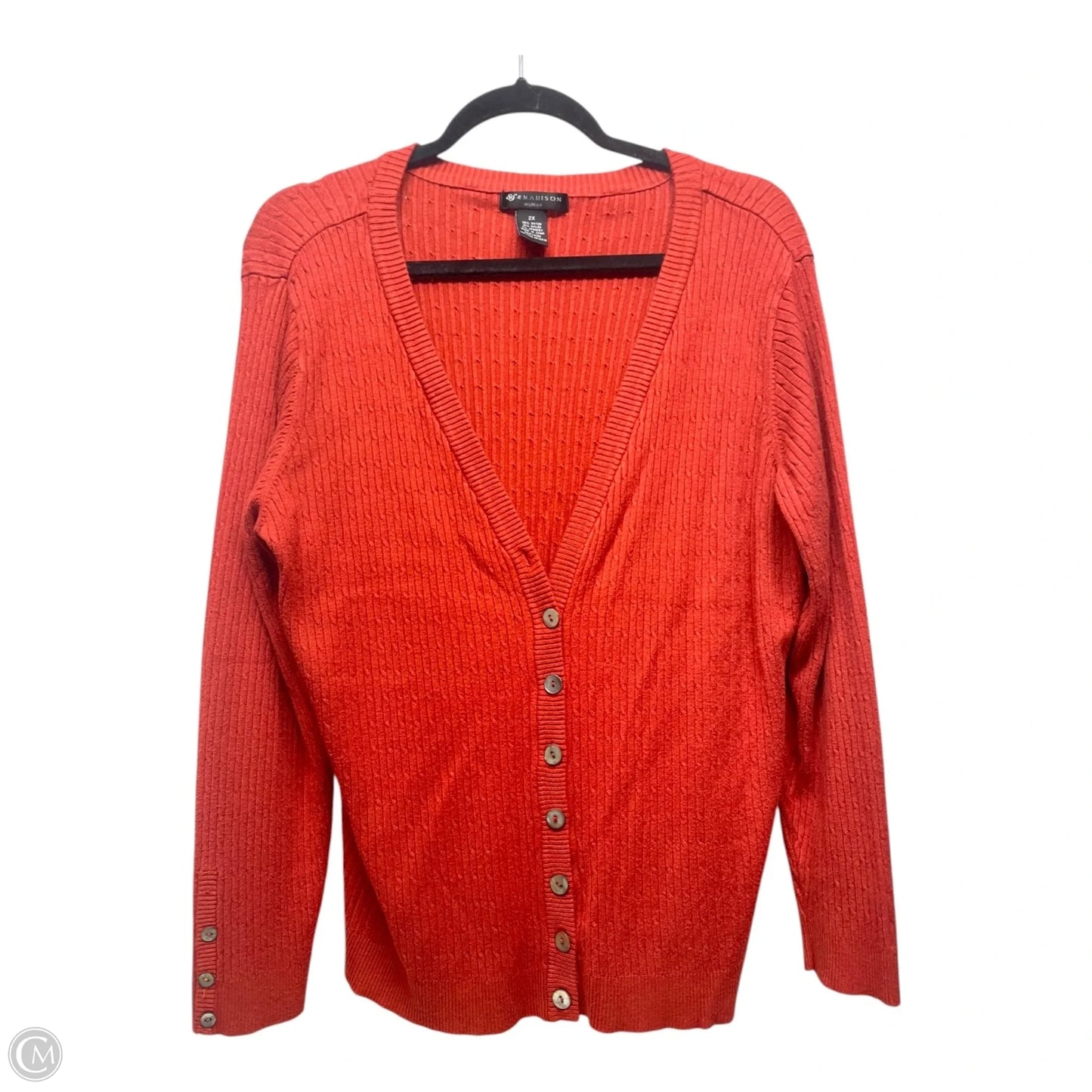 Cardigan By Madison In Orange, Size: 2x
