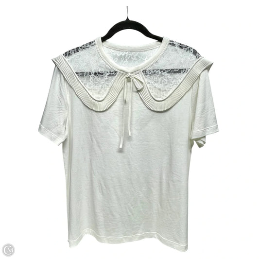 Top Short Sleeve Designer By Sandro In Ivory, Size: L