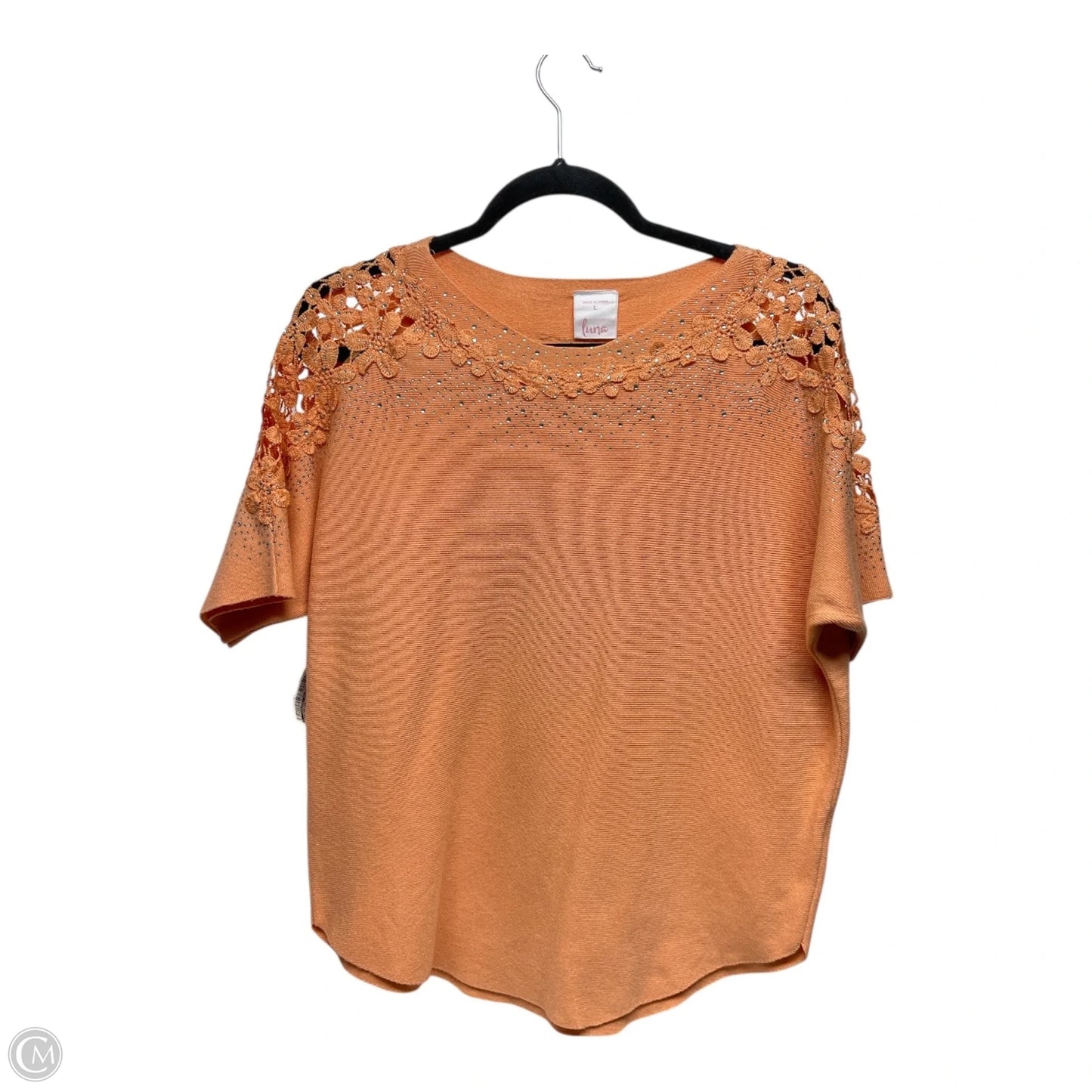 Sweater Short Sleeve By Clothes Mentor In Peach, Size: L