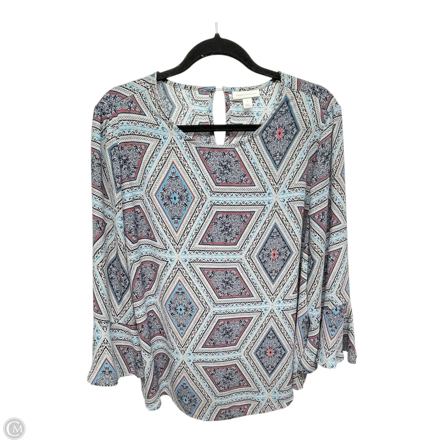 Top 3/4 Sleeve By Charter Club In Blue, Size: L