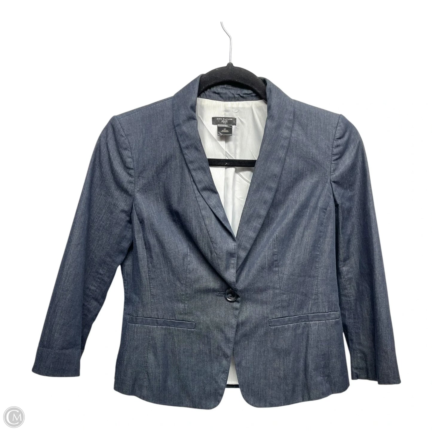 Blazer By Ann Taylor In Blue Denim, Size: 0p