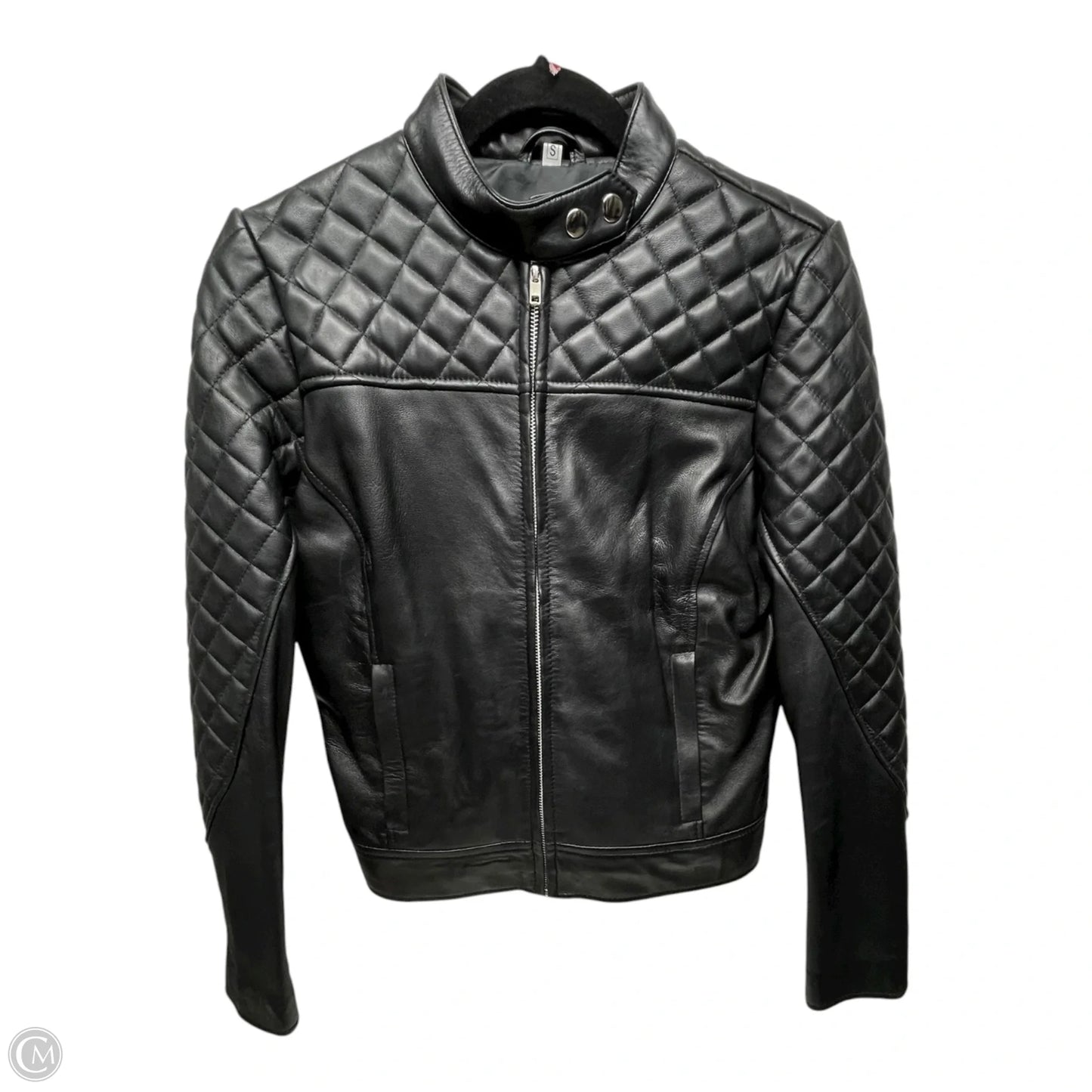 Jacket Moto By Clothes Mentor In Black, Size: S