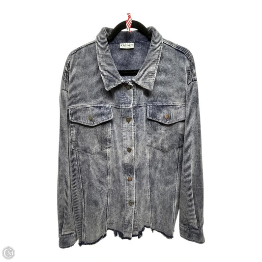 Jacket Shirt By Clothes Mentor In Blue, Size: Xl