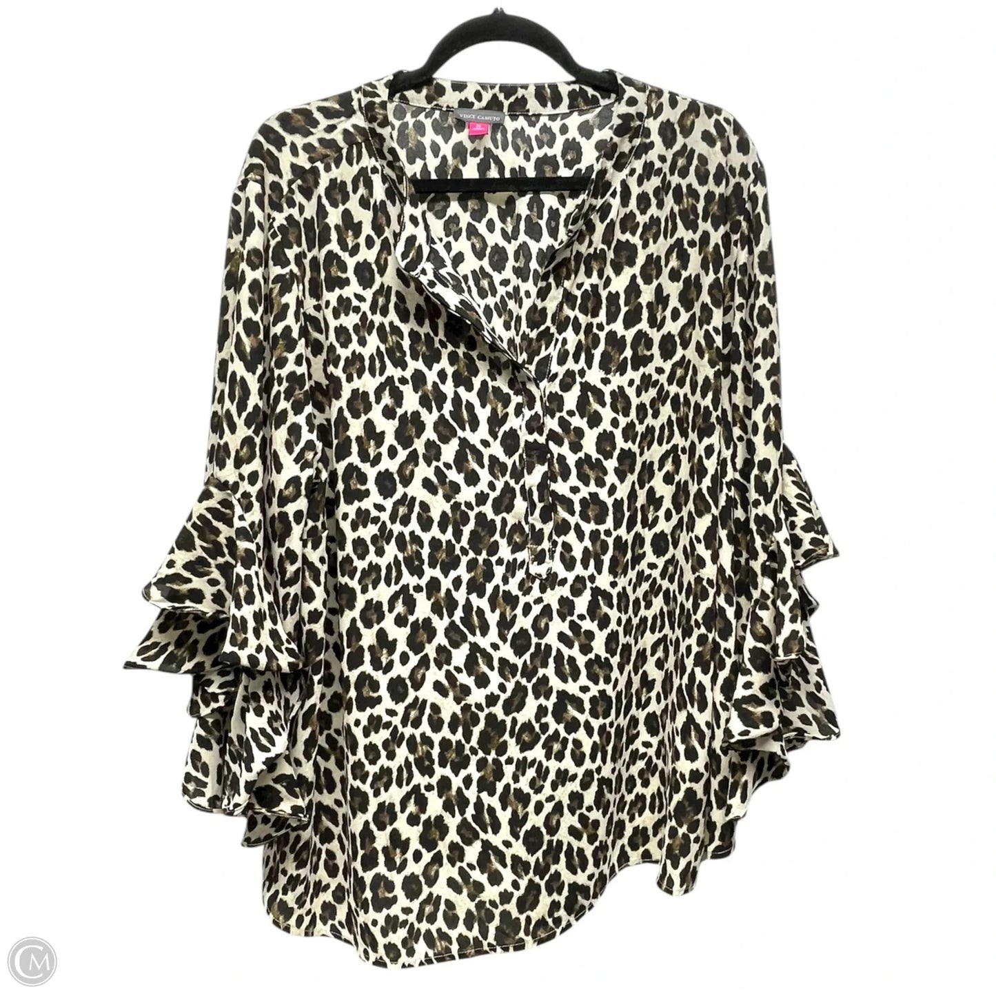 Top Long Sleeve By Vince Camuto In Animal Print, Size: 2x
