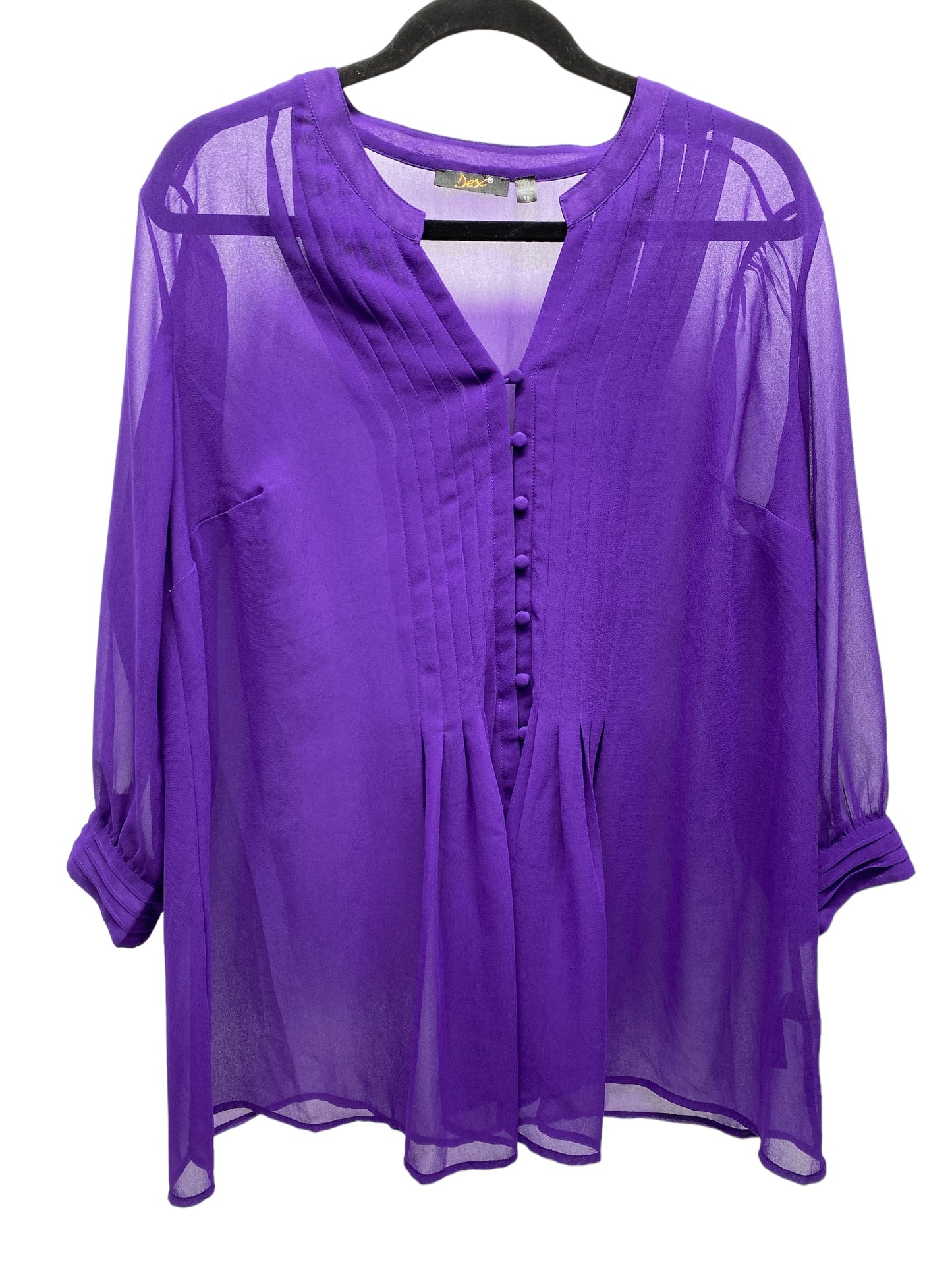 Blouse 3/4 Sleeve By Dex In Purple, Size: 1x