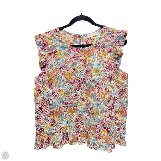 Top Short Sleeve By Solitaire In Floral Print, Size: Xl