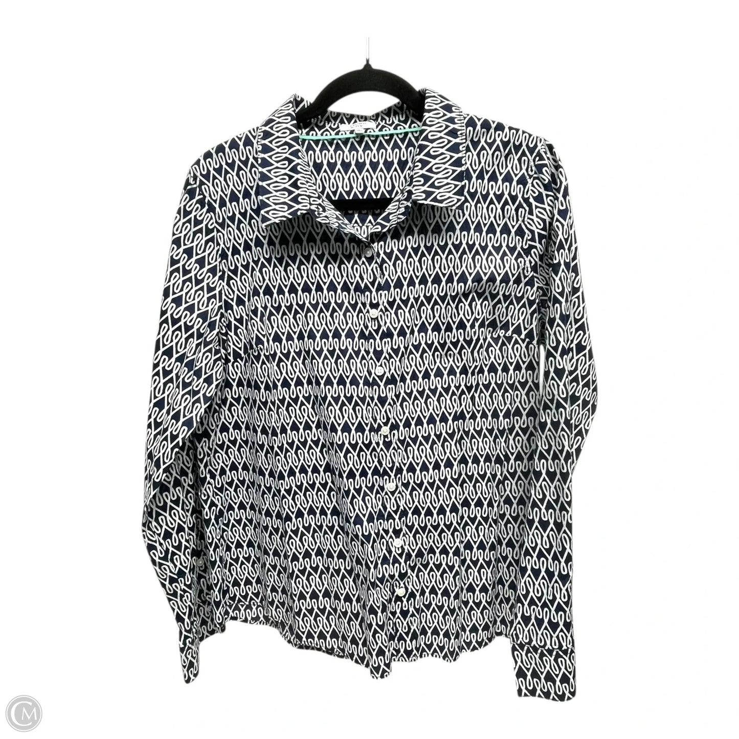 Top Long Sleeve By Crown And Ivy In Blue & White, Size: L