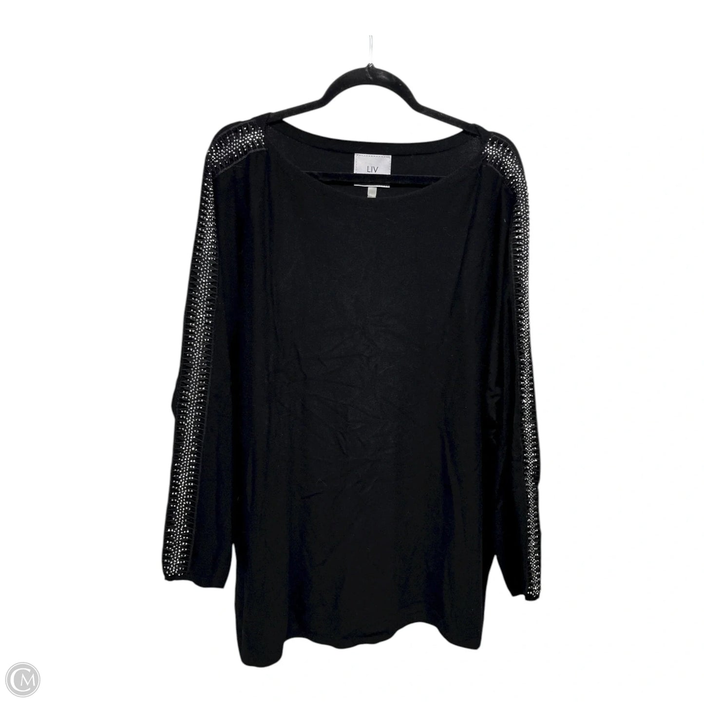 Sweater By Milano In Black & Silver, Size: 2x