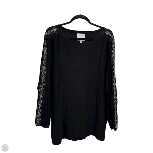 Sweater By Milano In Black & Silver, Size: 2x