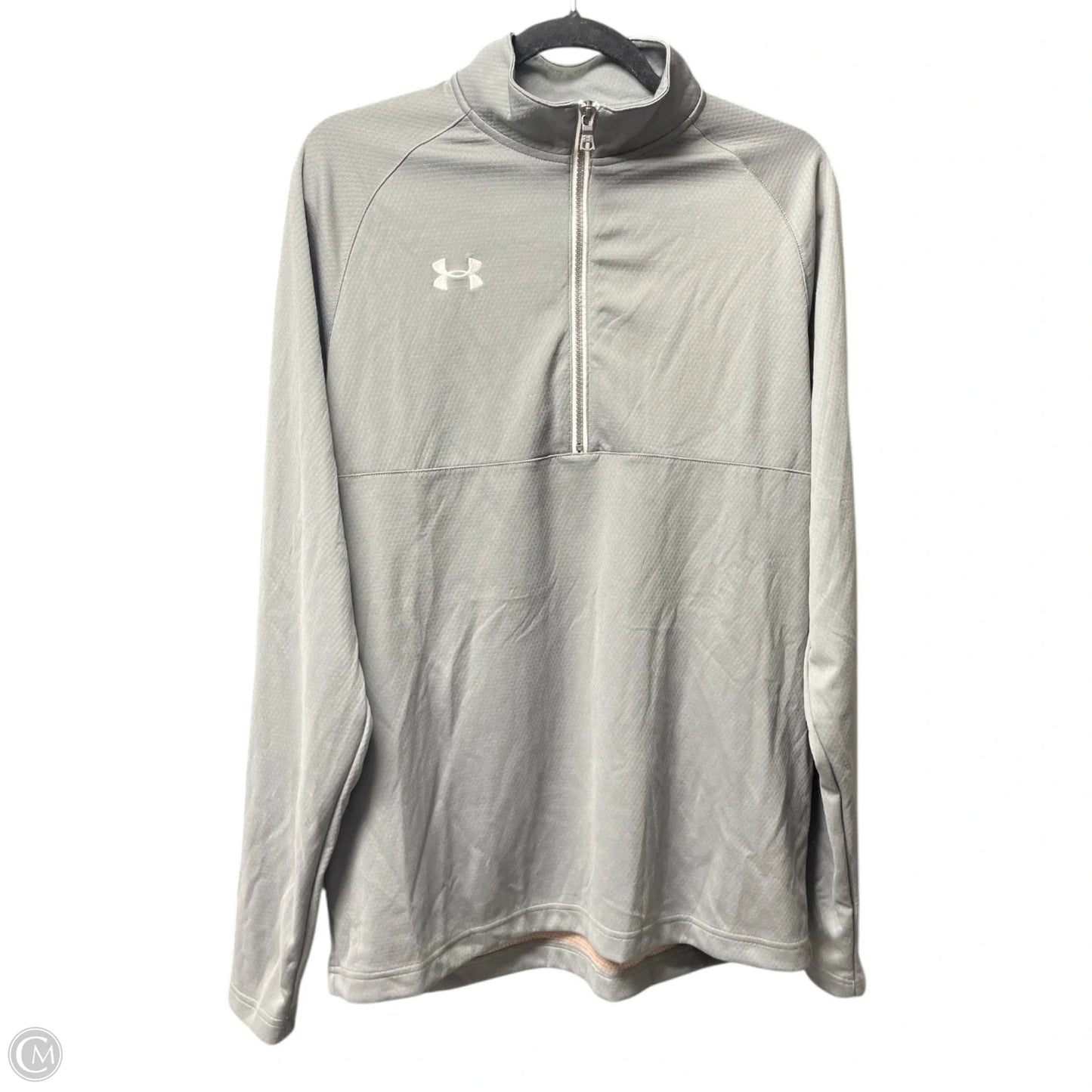 Athletic Top Long Sleeve Collar By Under Armour In Grey, Size: L