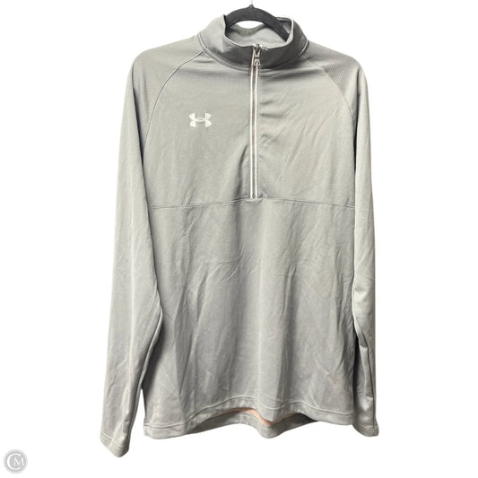 Athletic Top Long Sleeve Collar By Under Armour In Grey, Size: L