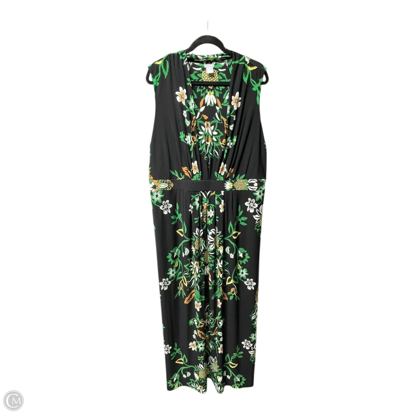 Dress Casual Maxi By Chicos In Black & Green, Size: Xl