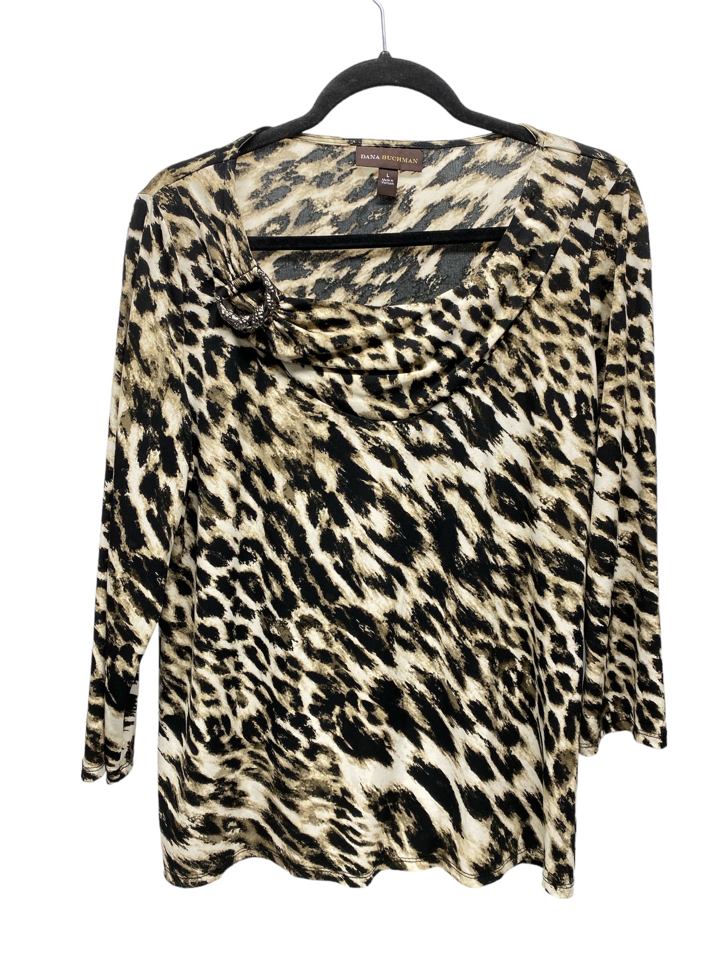 Blouse 3/4 Sleeve By Dana Buchman In Animal Print, Size: L