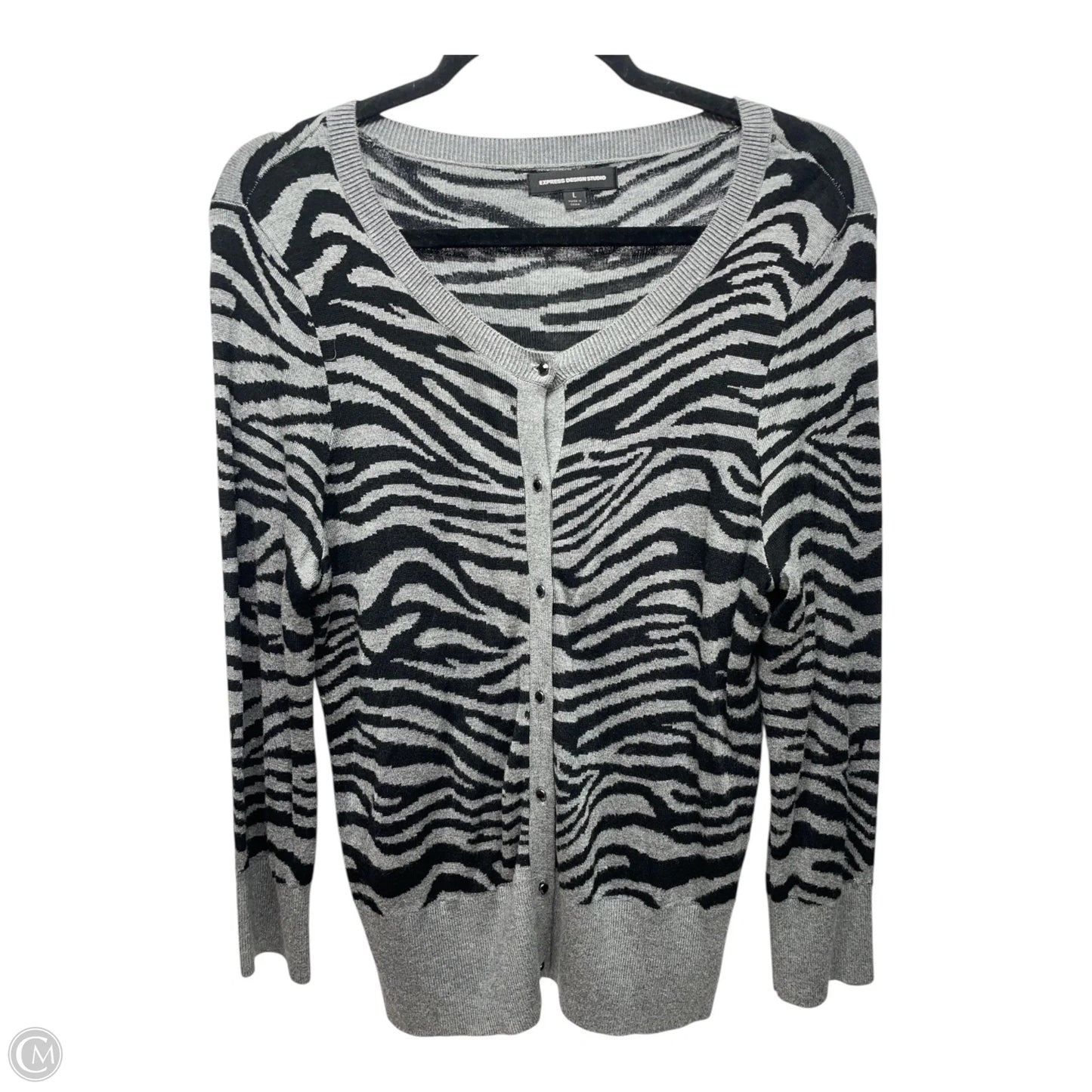 Cardigan By Express Design Studio In Animal Print, Size: L