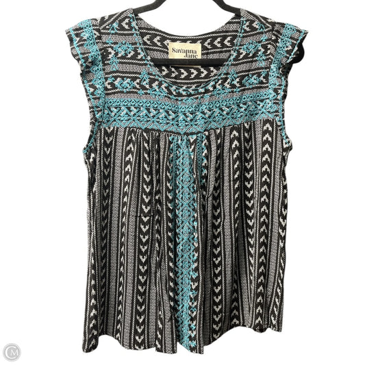 Top Short Sleeve By Savanna Jane In Black & Blue, Size: S