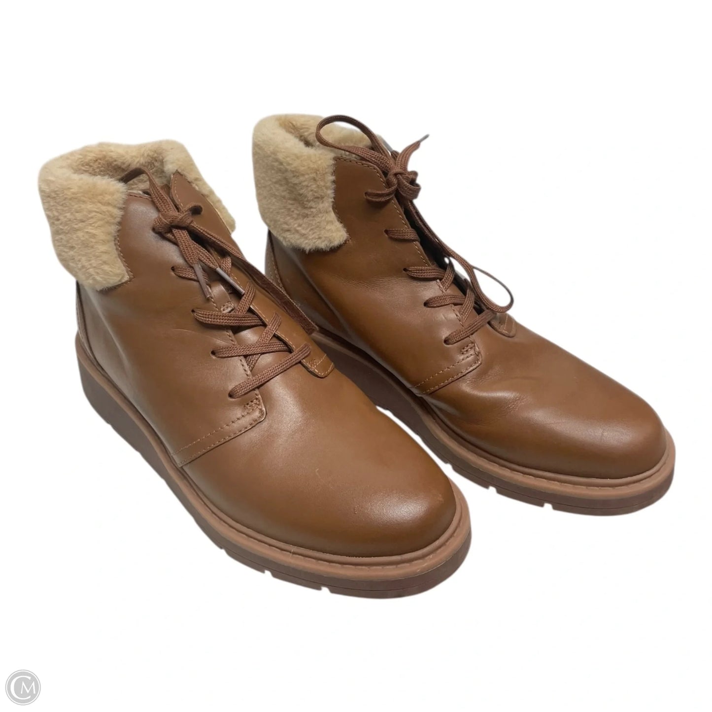 Boots Ankle Heels By Clarks In Brown, Size: 8