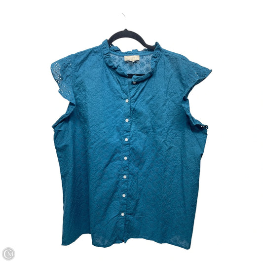 Top Short Sleeve By Loft In Teal, Size: Xl