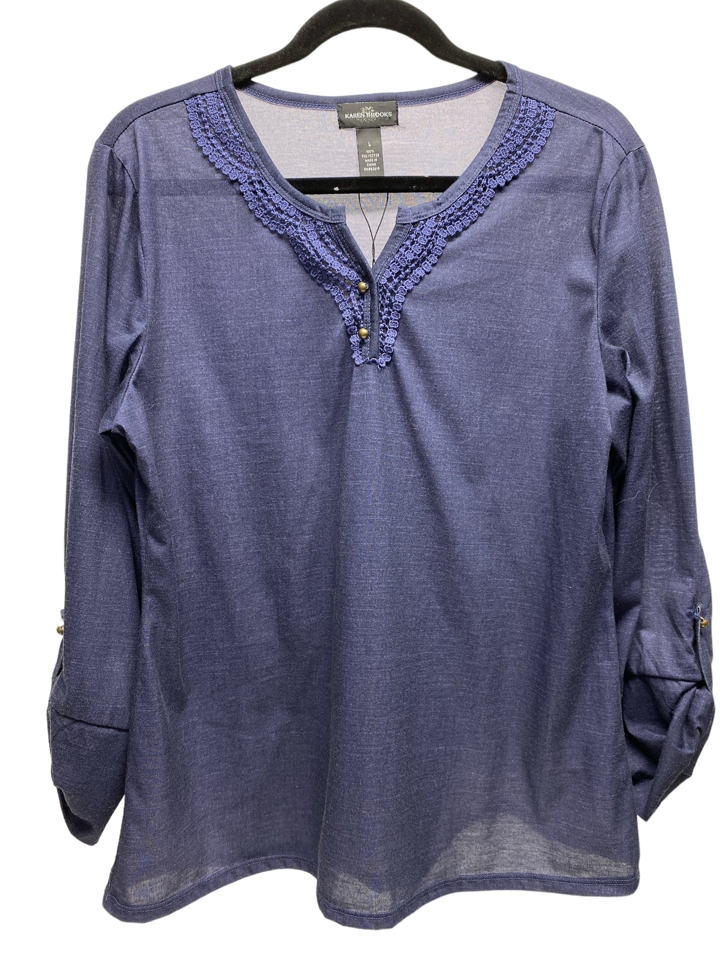 Top 3/4 Sleeve By Clothes Mentor In Navy, Size: L