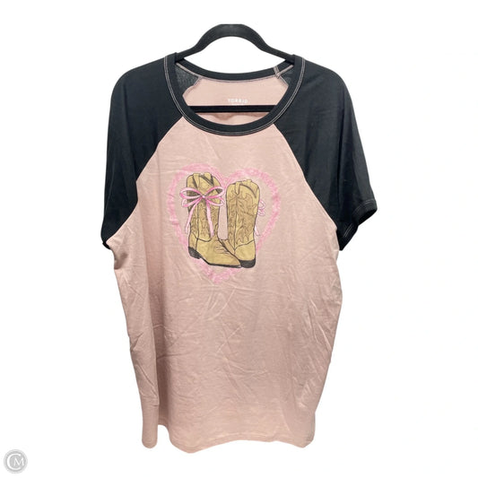 Top Short Sleeve By Torrid In Black & Pink, Size: 2x