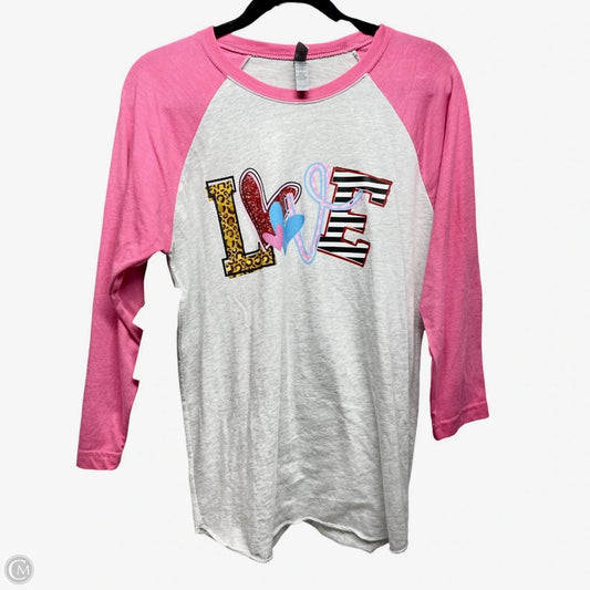 Top 3/4 Sleeve By Next Level In Grey & Pink, Size: S