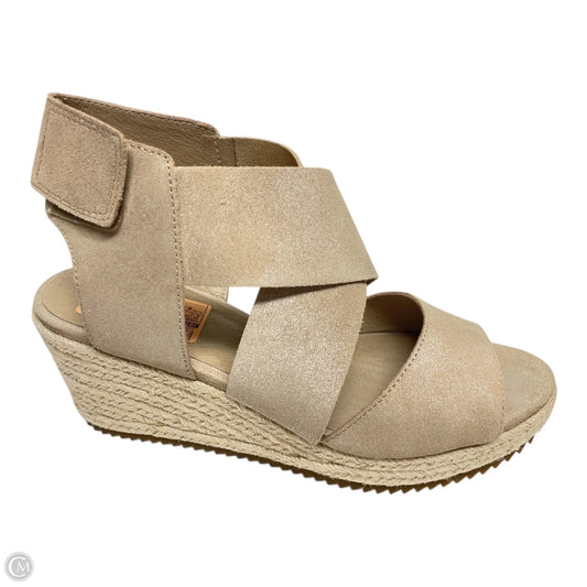 Sandals Heels Wedge By Eileen Fisher In Beige, Size: 8.5