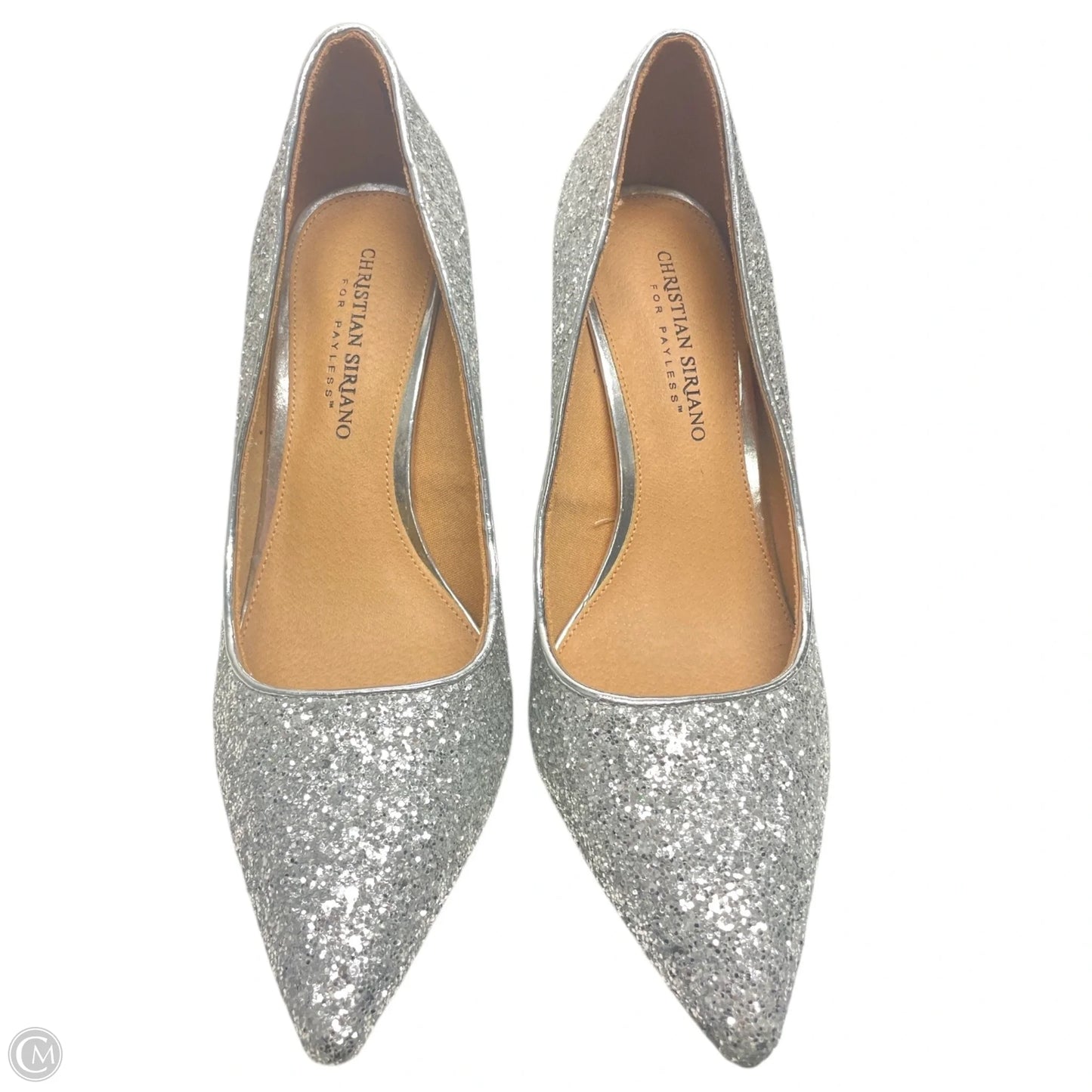 Shoes Heels Stiletto By Christian Siriano In Silver, Size: 8