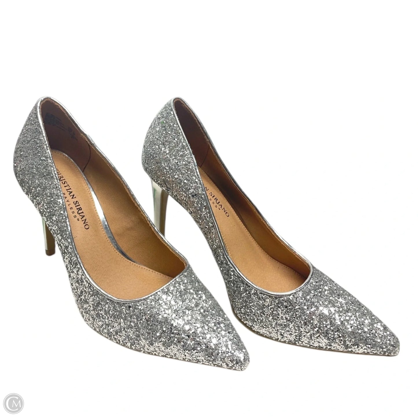 Shoes Heels Stiletto By Christian Siriano In Silver, Size: 8