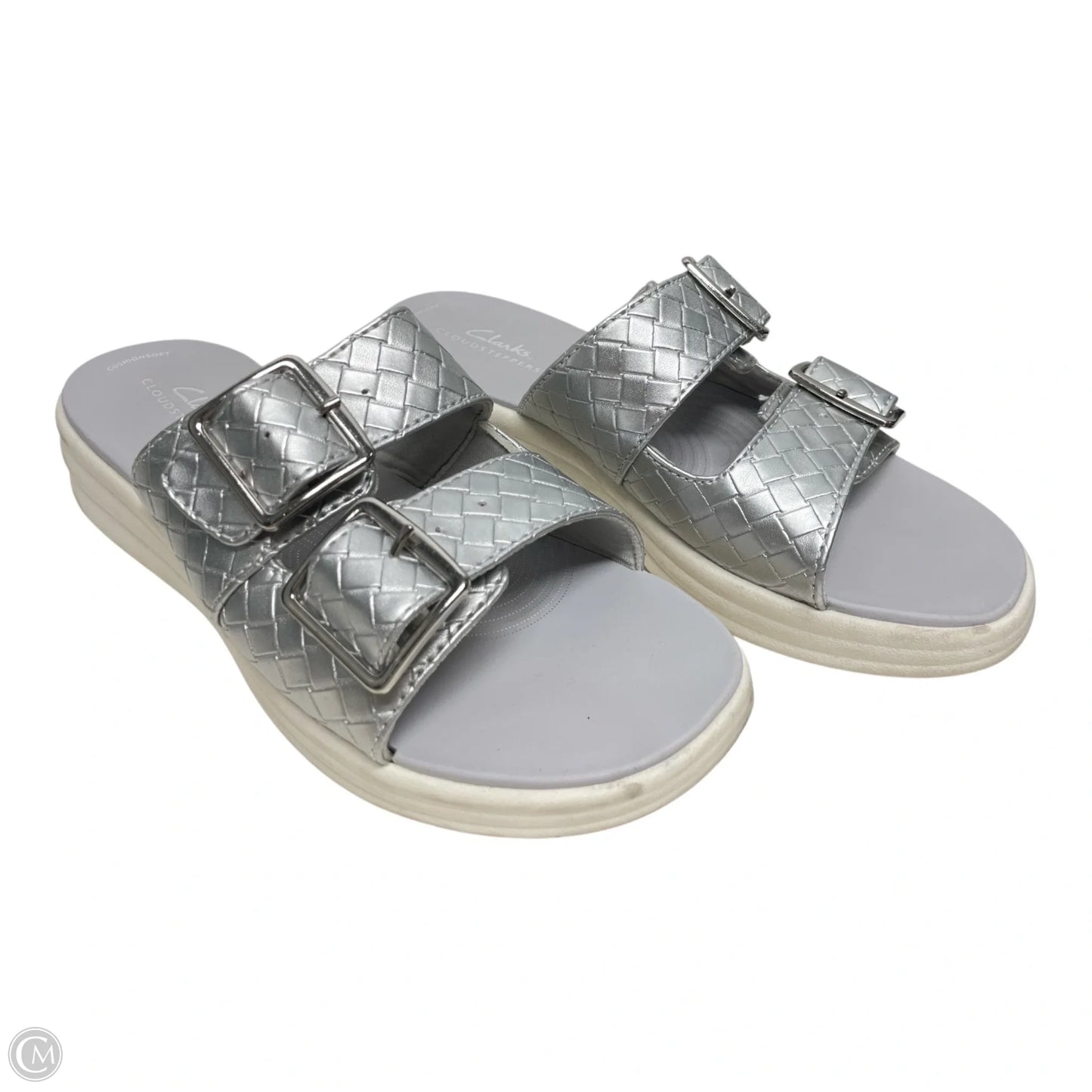 Sandals Flats By Clarks In Silver, Size: 8