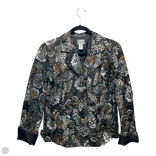 Blazer By Chicos In Black & Gold, Size: M