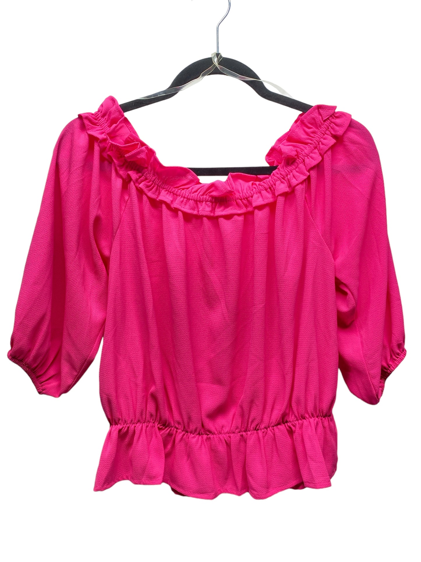 Blouse 3/4 Sleeve By Main Strip In Pink, Size: S