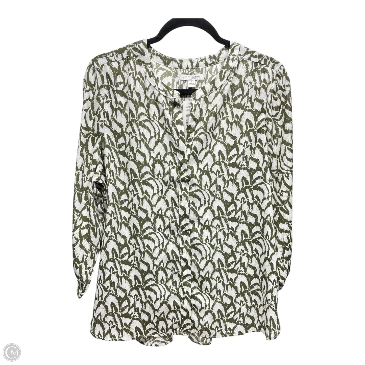 Blouse 3/4 Sleeve By Jachs Girlfirend In Green & White, Size: S