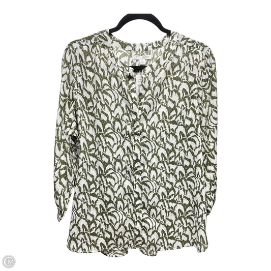 Blouse 3/4 Sleeve By Jachs Girlfirend In Green & White, Size: S