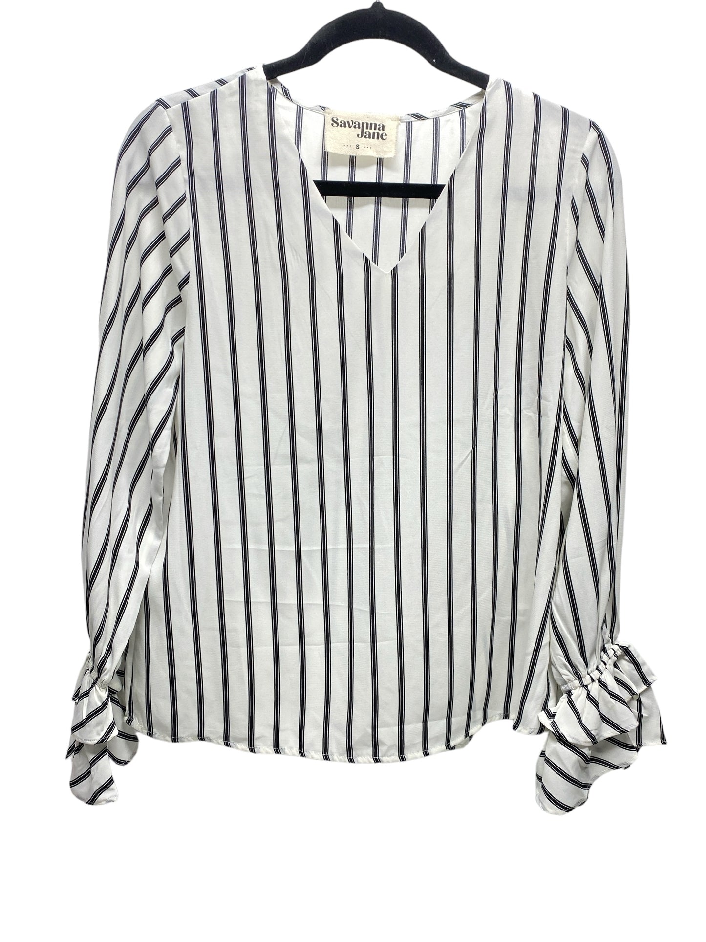 Blouse Long Sleeve By Savanna Jane In Striped Pattern, Size: S