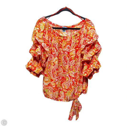 Blouse 3/4 Sleeve By Cece In Orange, Size: L