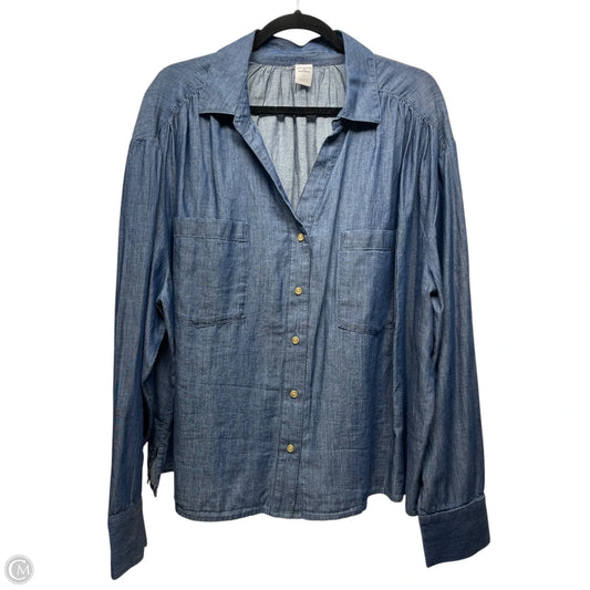 Blouse Long Sleeve By Melrose And Market In Blue, Size: 2x