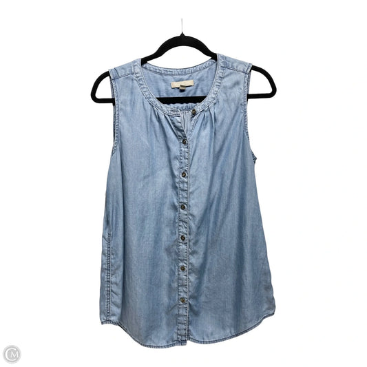 Top Sleeveless By Banana Republic In Blue Denim, Size: M